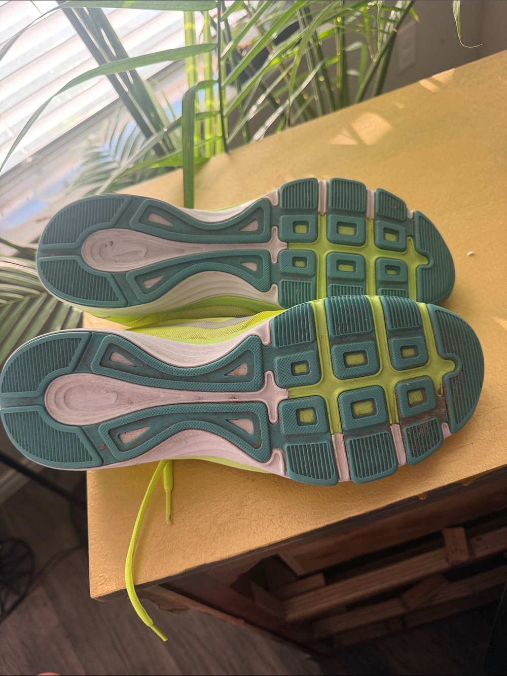 Nike Bright Yellow Running Shoes with Teal Accents - Picture 6 of 6